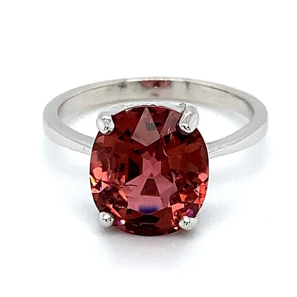 Rubellite 4.40ct Solid 14K White Gold Ring - Picture 1 of 6
